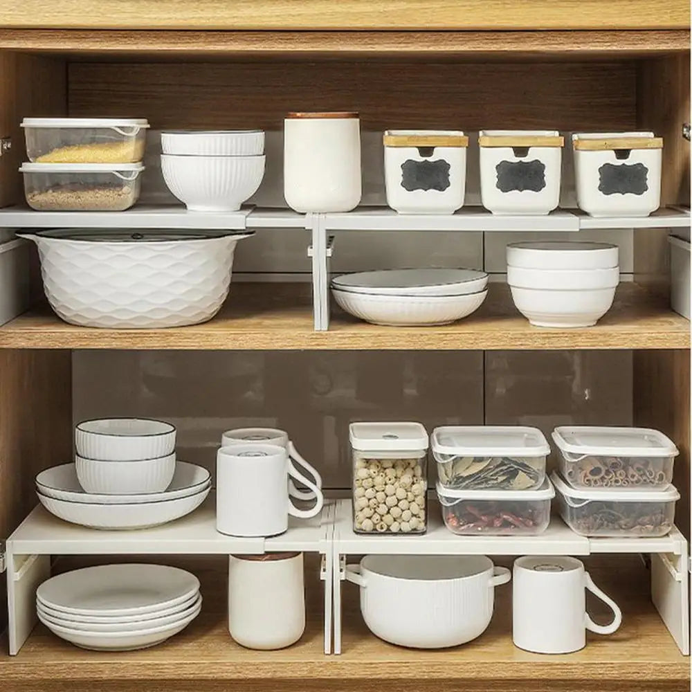 1pcs Kitchen Stretchable Cabinet Shelf Cupboard Separated Storage Rack Countertop Organizer shoe Organizer Shelf Save Space