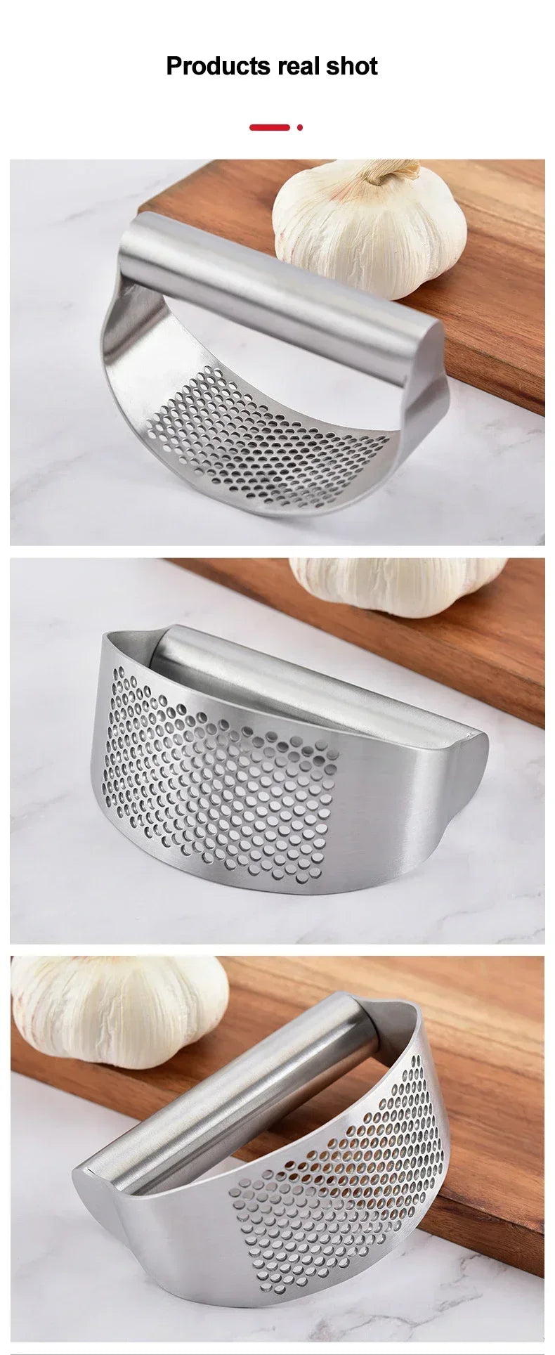 Stainless Steel Garlic Press Manual Grinding Chopper Garlic Ginger Press Multi-function Grinding Slicer Kitchen Gadgets