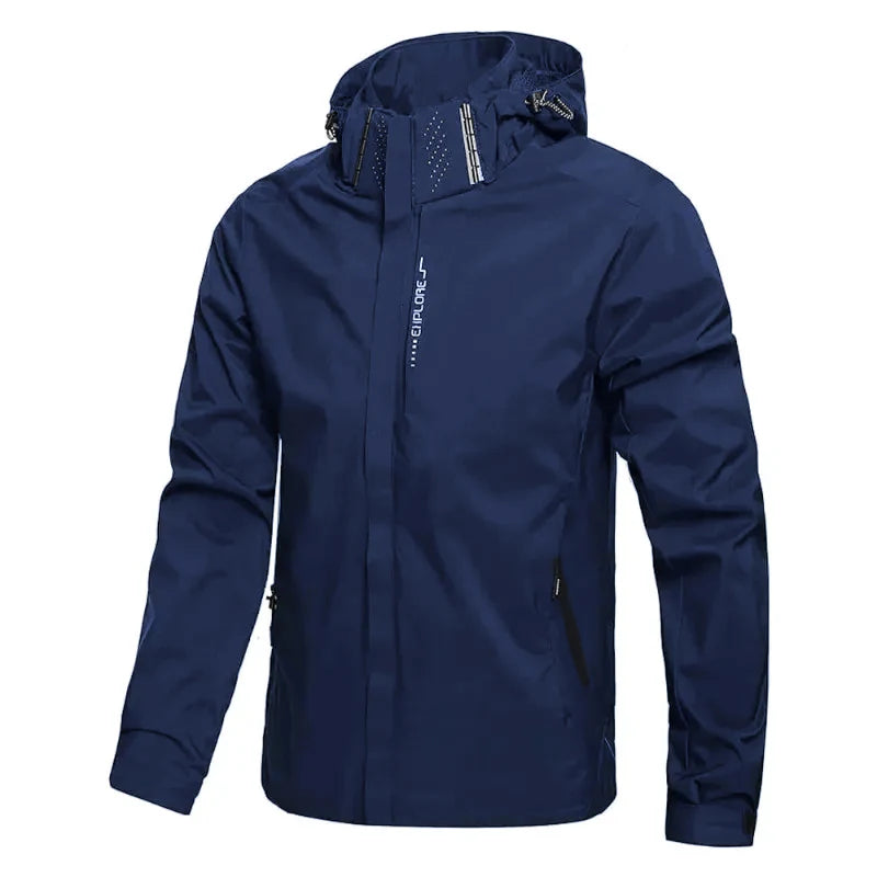 Mens Outdoor Waterproof Windproof Hooded Coat Lightweight Cycling Hiking Rain Jacket Durable Work Climbing Outerwear for Men