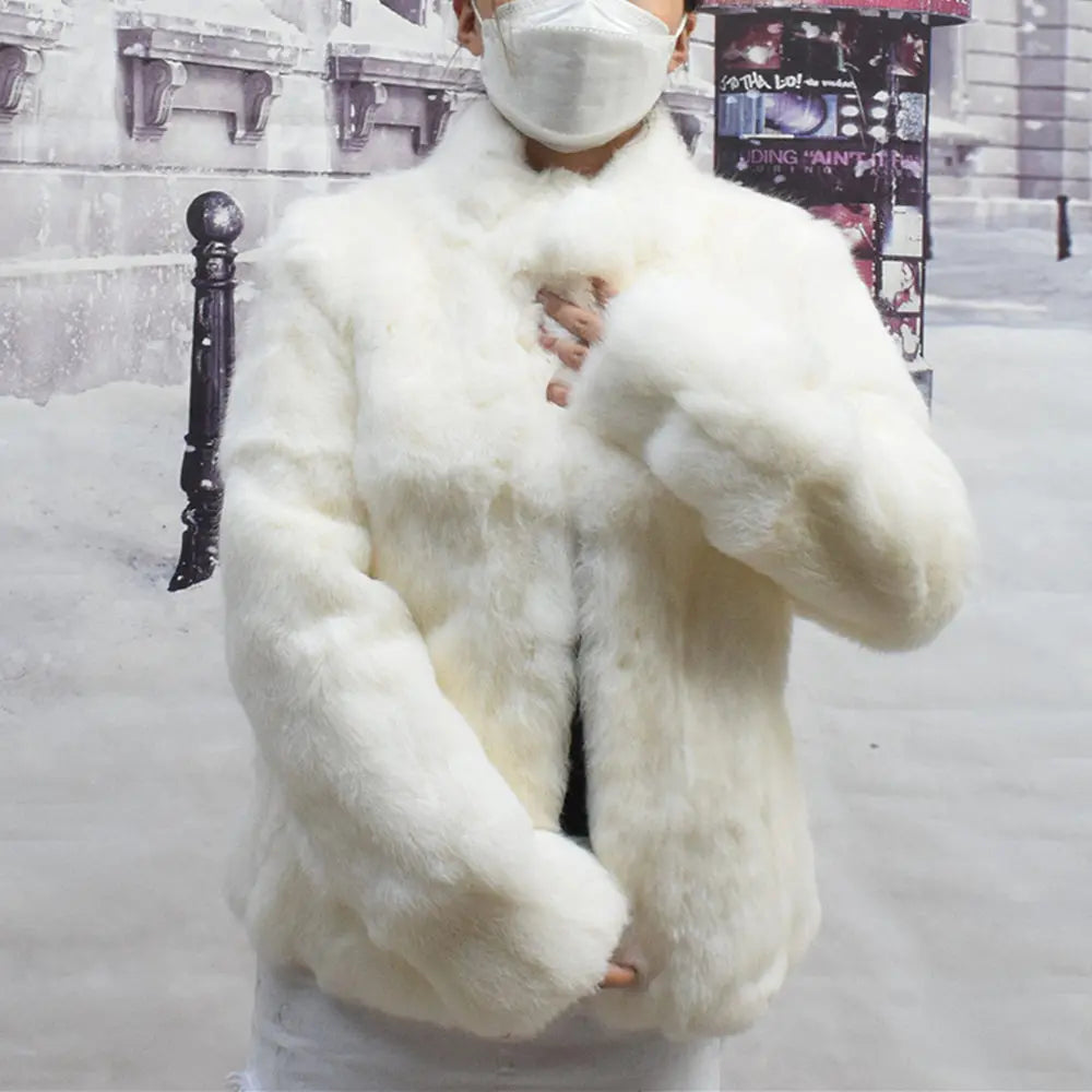 Natural Rabbit Fur Coat Women Winter Jacket Real Leather And Fur Bolero Women's Clothing Female Outerwears With 2025 Black Cold