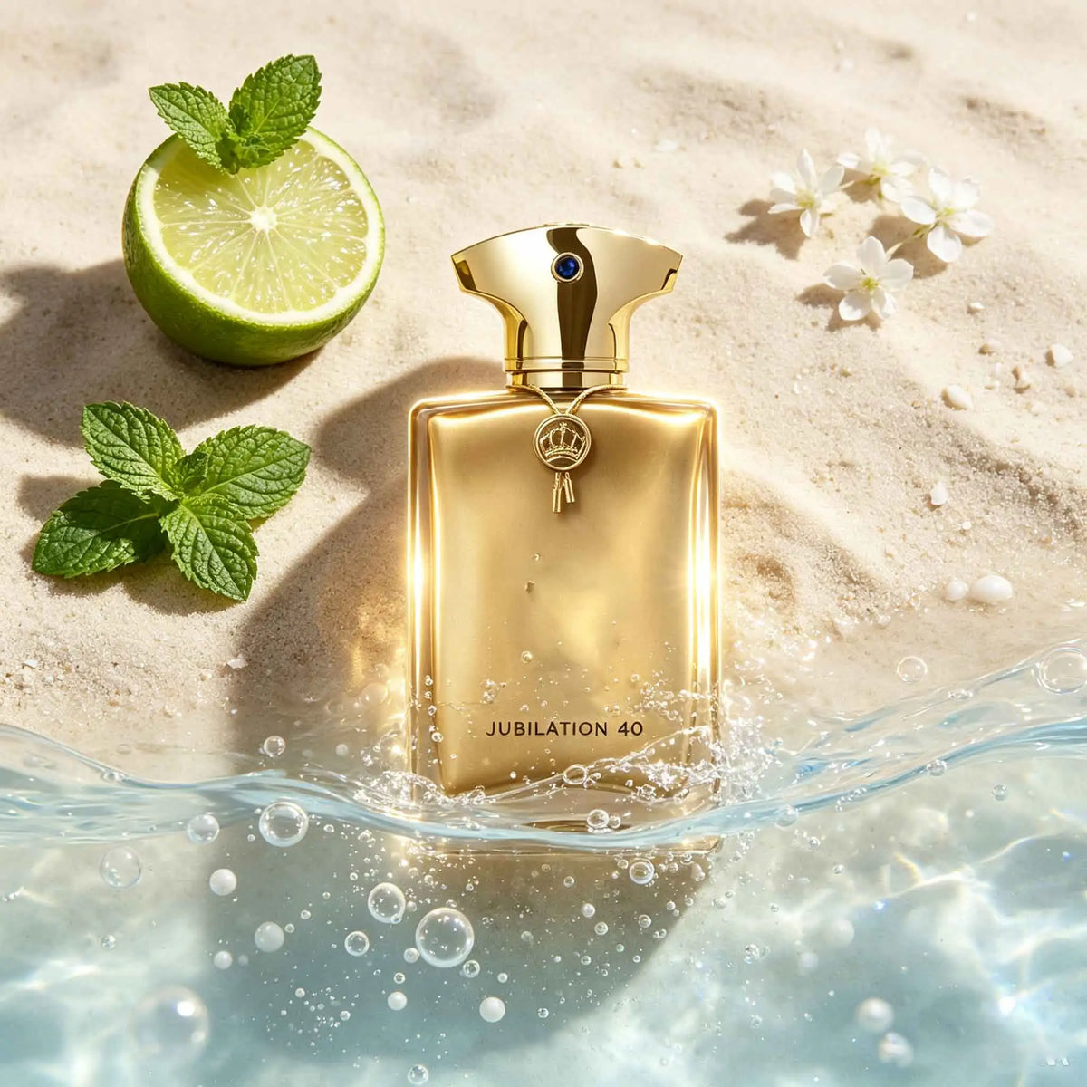 Jubilation 40 EDP. Iconic golden bottle carries sophisticated oriental aroma. Incredible longevity, rich layered scent. Luxury fragrance for elites, ideal for formal events and daily elegant styling.