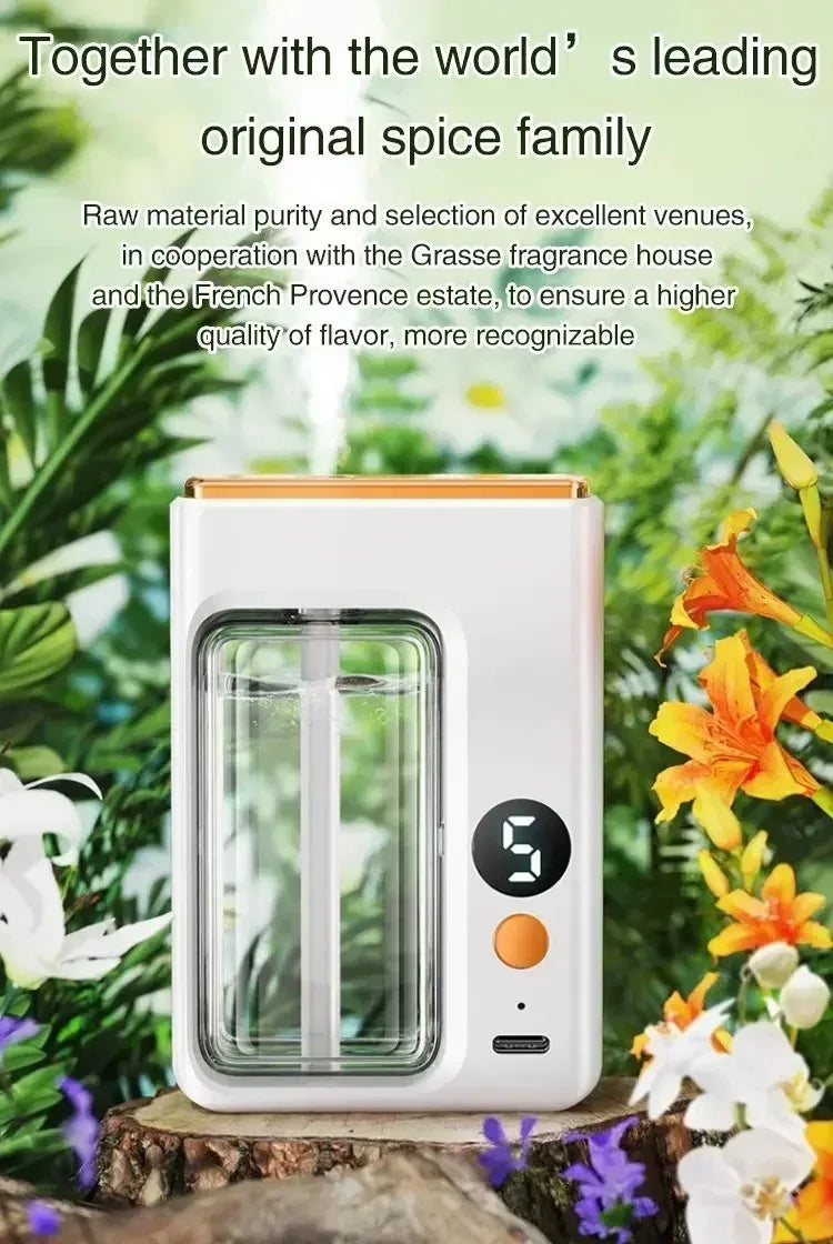 Aromatherapy Diffuser Machine with Display Wireless Wall Hanging Portable Automatic Fragrance Spray Bathroom Deodorization Air