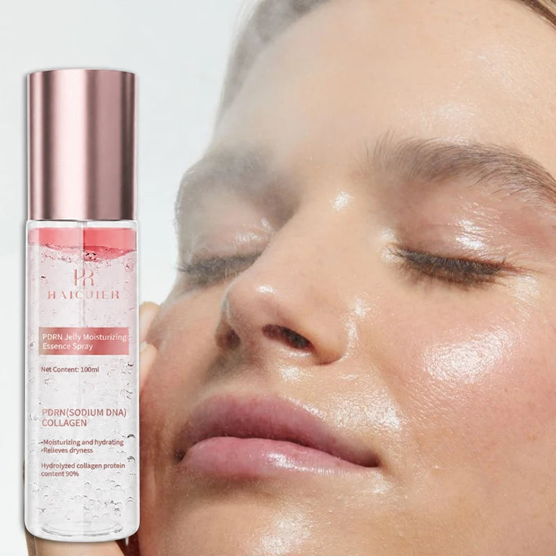 PDRN Vitamin C Jelly Essence Spray 100ml, Niacinamide Collagen Glow Soften Relieve Dryness Pre-makeup Spray Daily Skincare Set