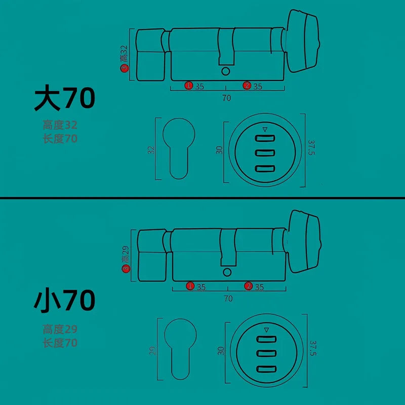 1Pc Digital Password Intelligent Keyless Lock Core Zinc Alloy Bedroom Door Lock Home Hardware Safety Anti-theft Door Accessories