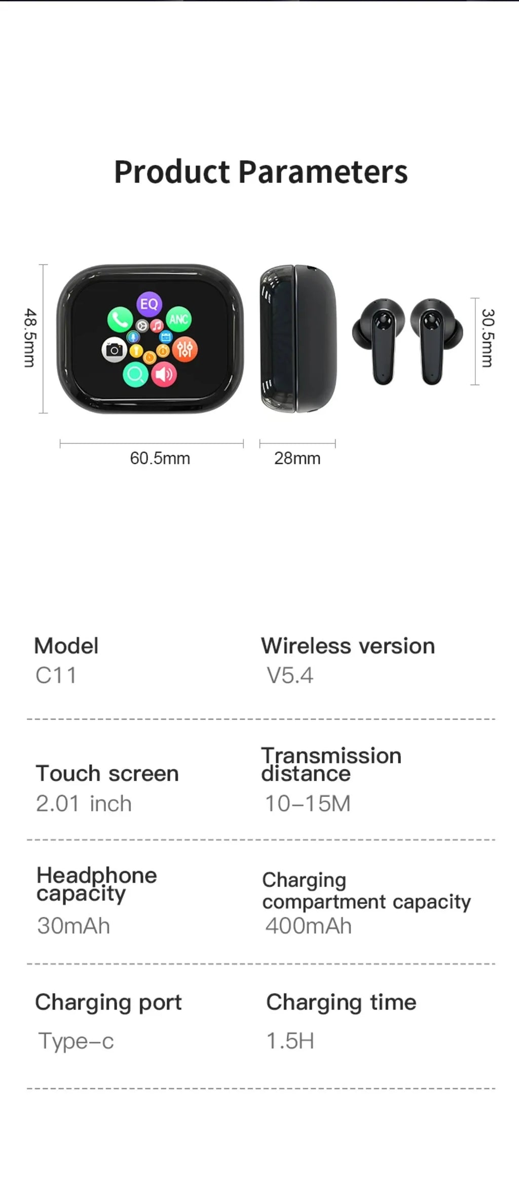 Smart Touch Control Translation Headphones Language Translator Bluetooth Wireless Earphone Noise Cancelling Music Sports Earbuds