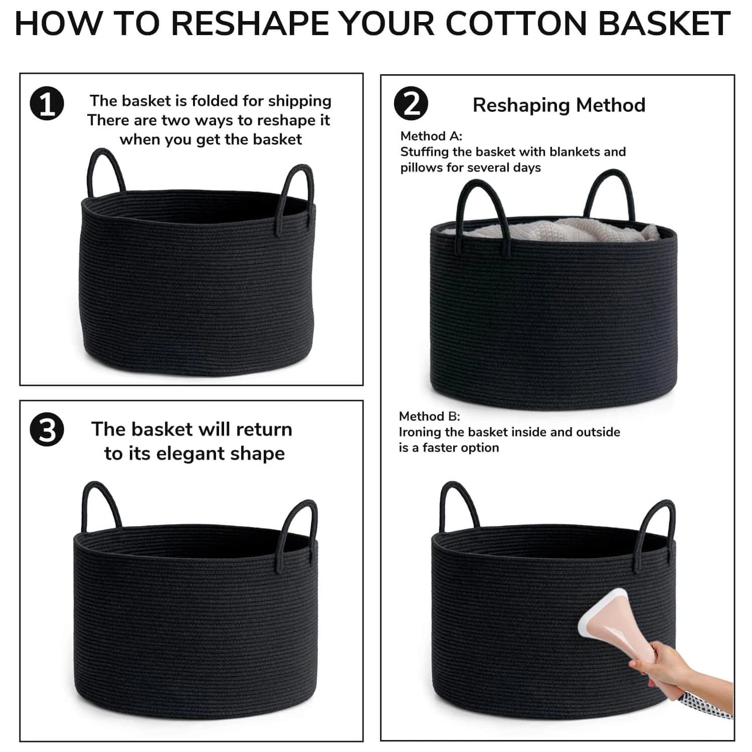 Extra Large Storage Basket, 70L Woven Blanket Storage for Living Room, Round Basket for Clothes, Big Laundry Hamper