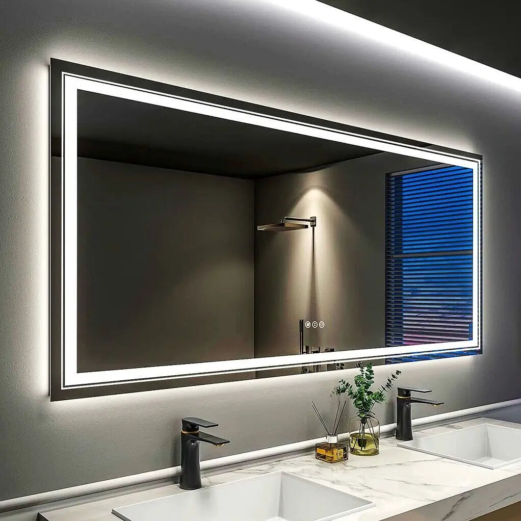LUVODI 180cm Extra Large Wall Mounted Vanity Dressing Mirror Anti-Fog Dimmable Backlit with 3 Lighting Settings for Makeup And Shaving Horizontal/Vertical