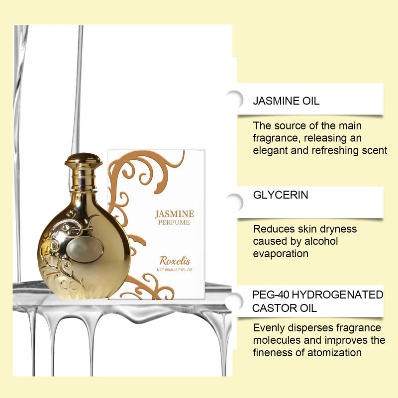 Dubai Arabian Perfume Spray Jasmine Floral Scent Natural Fresh Soft Sweet Charming Romantic Date Night Fragrance Elegant Aroma