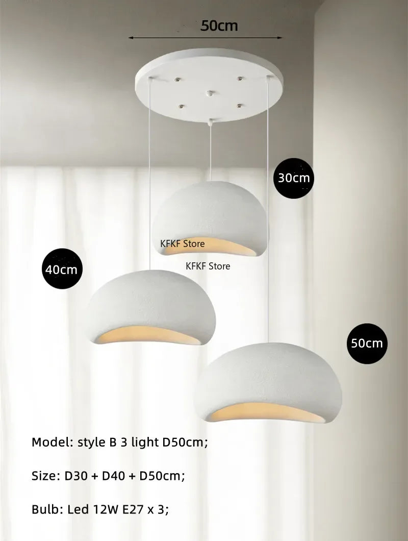 Nordic Wabi Sabi LED Pendant Light E27 Simple Chandelier Cord Suspend Lamp for Dining Room Restaurant Luminarias Fixtures