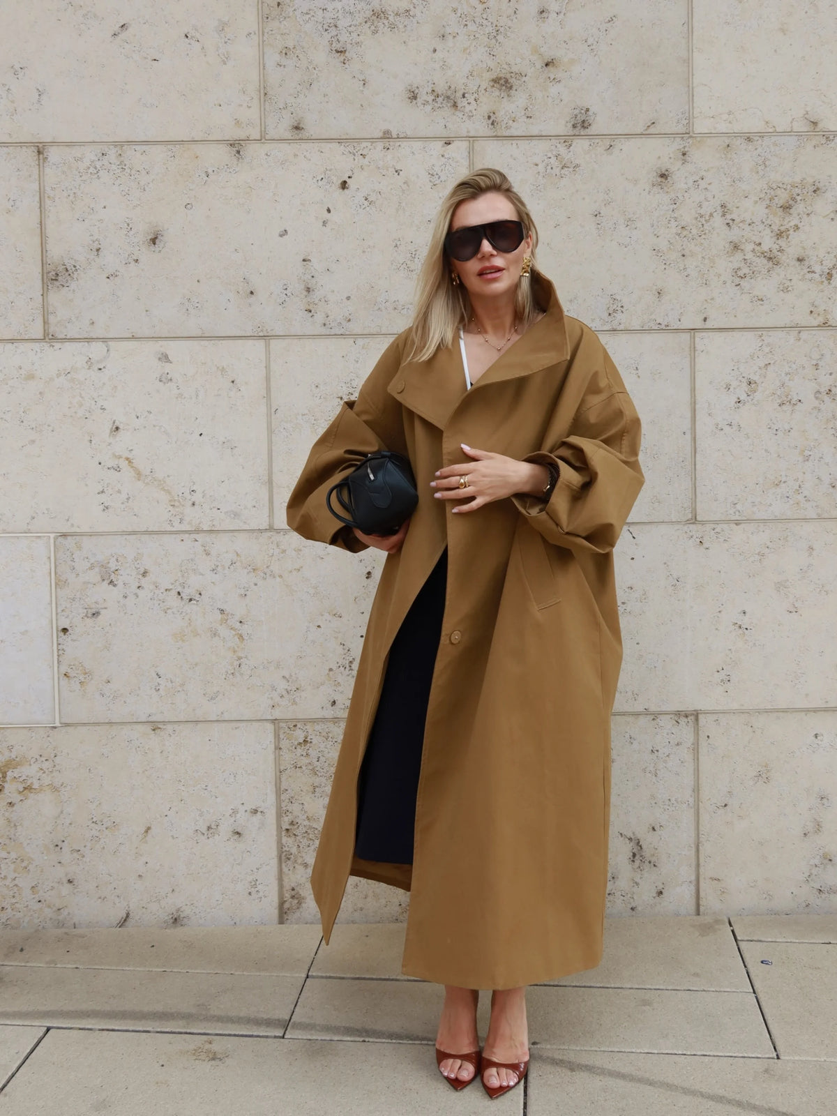 Casual Solid Long Trench Coat Women Stand Collar Long Sleeve Single Breasted Lace Up Jacket 2026 Autumn Lady Commute Outwear
