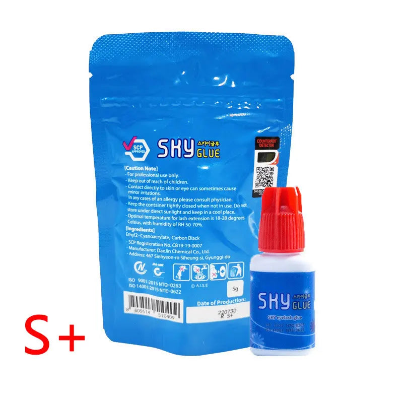 5ml Korean Original Sky Glue S Plus Black Red Blue White Cap Lash Adhesive Low Irritation Quick Drying Eyelash Extension Glue