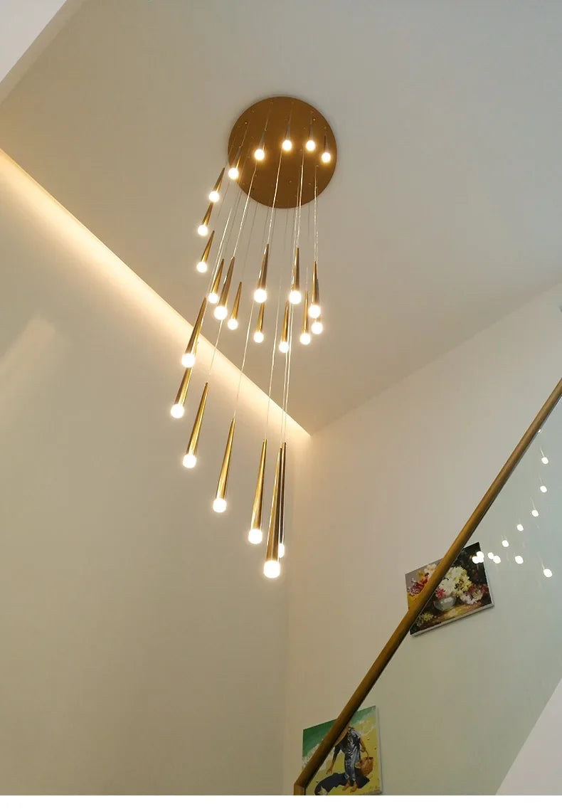 Stair Led Ceiling Chandeliers Duplex Loft Lamp Living Room Decoraction Luxury Light Appliance Hanging Lamps For  Lustre