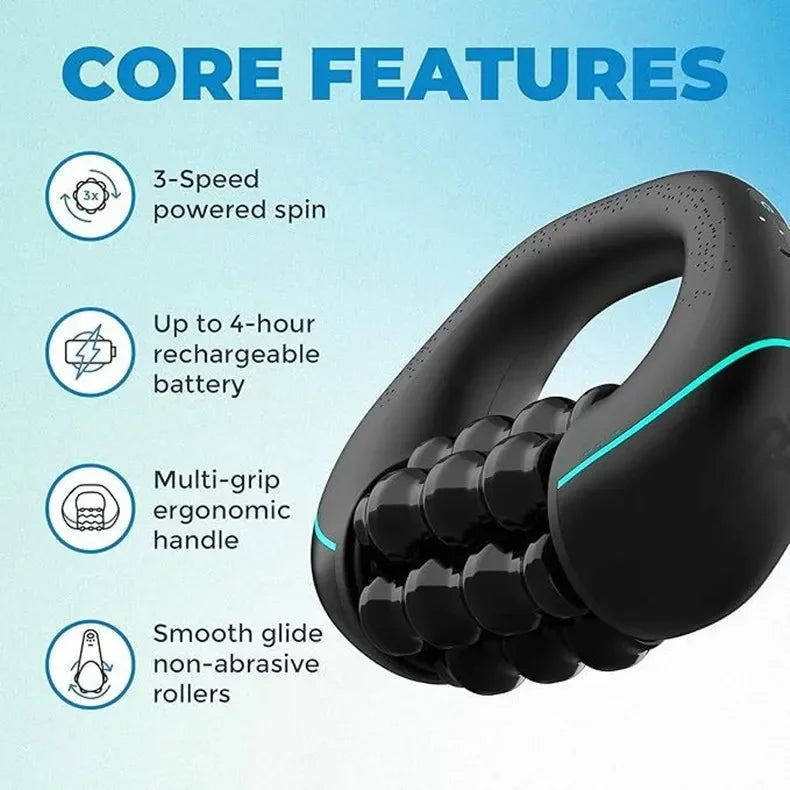 Electric Mini Rolling Massager Multi-grip Ergonomic Handle Whole Body Fatigue Relief Deep Tissue Rechargeable ，Powerful Speed