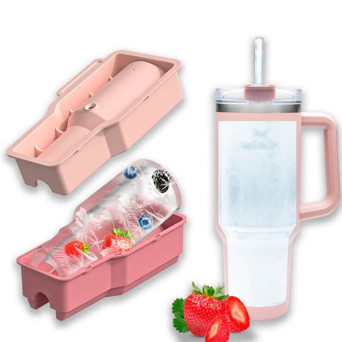 Tumbler Ice Mold for Stanley Cup 30-40 oz - Silicone Cylinder Ice Mold with Lid, Easy Fill and Release Ice Maker for Ice Drink