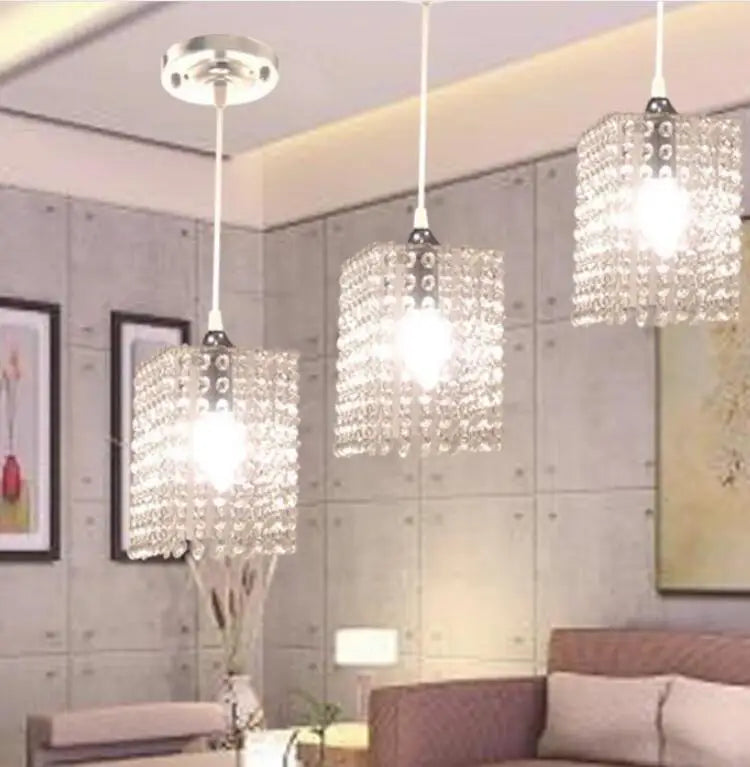 Modern simple iron crystal chandelier led lamp high quality LED lighting crystal chandeliers led E27 lustre pendant/droplight