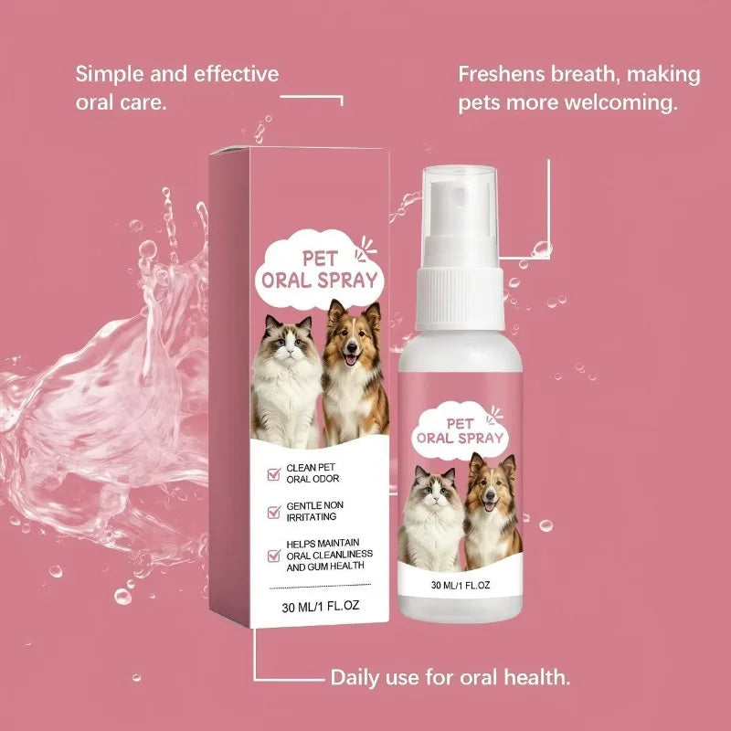 30ml Cat Dog Oral Spray Effectively Reduces Bad Breath Oral Care Spray Suitable for Cat Dog Freshen Breath Pet Cleaning Supplies