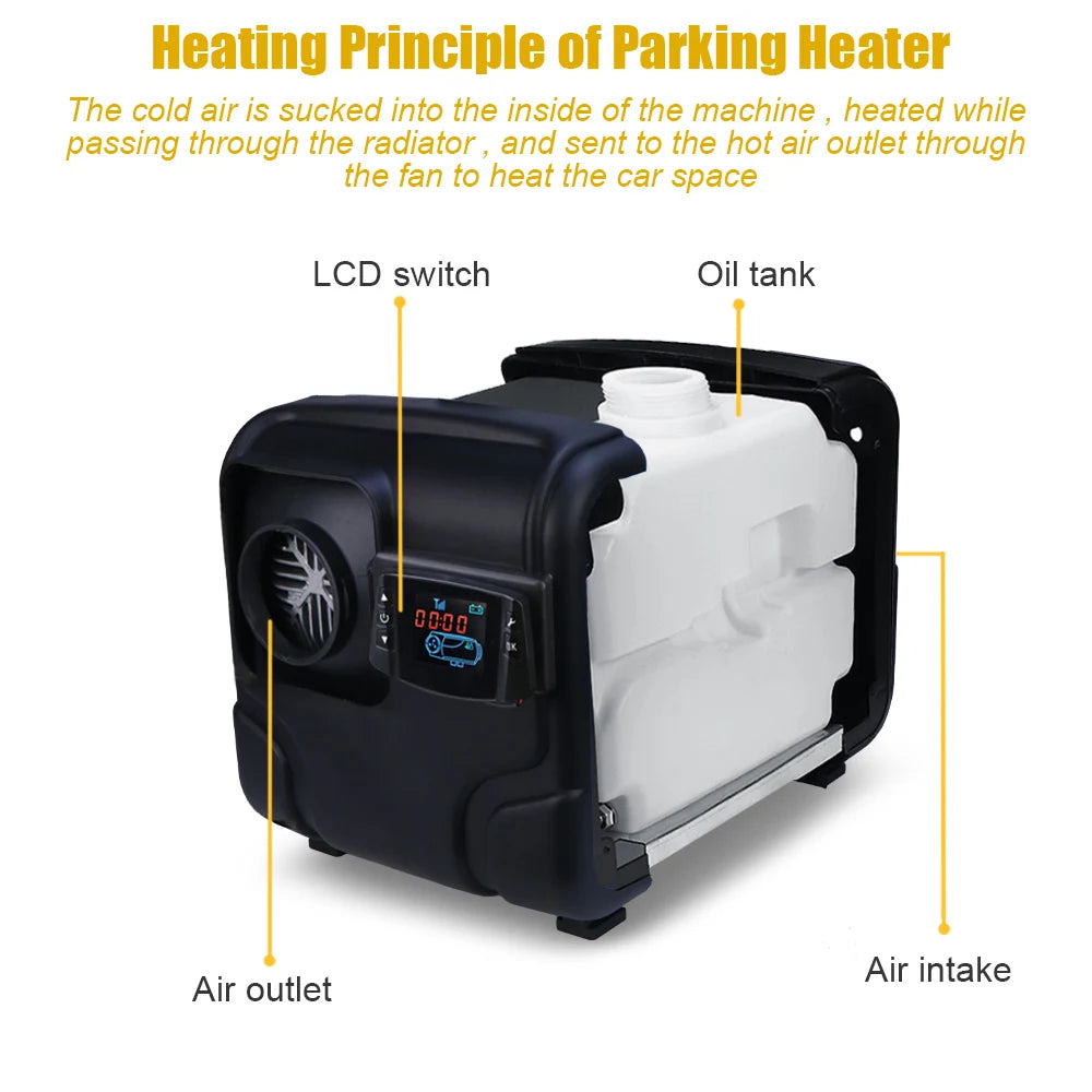 12V 24V 220V 3-in-1 Universal 5KW Car Heater Auxiliary Air Heating Low Noise Heater For Truck Bus RV Motorhome Trailer Boat