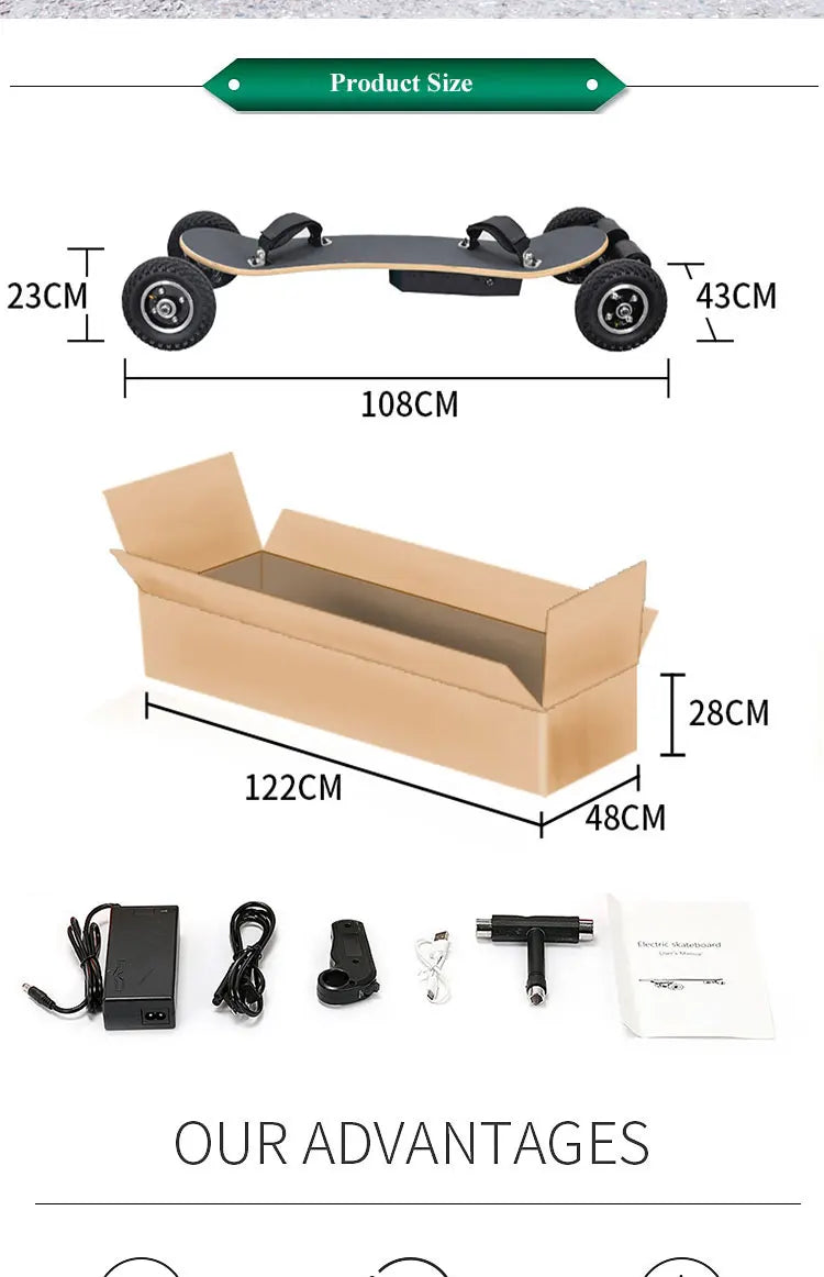 800w 700w Kit Electric Skateboard Motor Off-road with Lights Elektro-skateboard Motor-kit