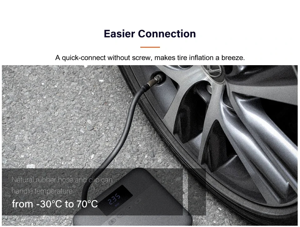 Original 70mai Portable Air Compressor Tire Inflator Air Pump for Car Tires DC 12V Tire Pump Preset tire pressure For Bike Ball