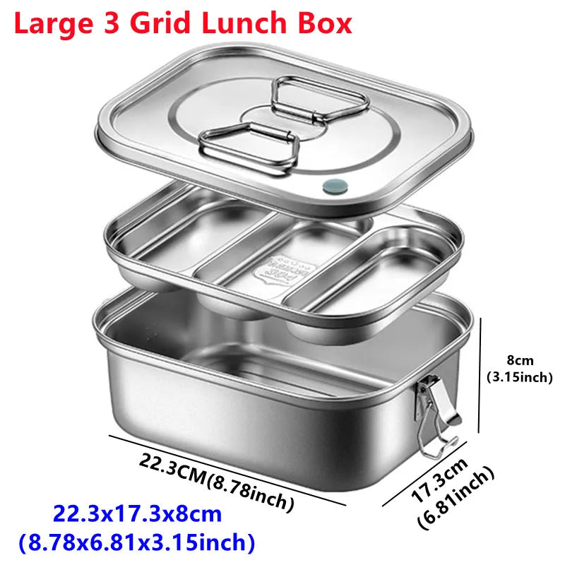 304 Stainless Steel Lunch Box Food Container Bento Box For Kids Adult Double Layer Large Capacity Tableware Food Storage Box
