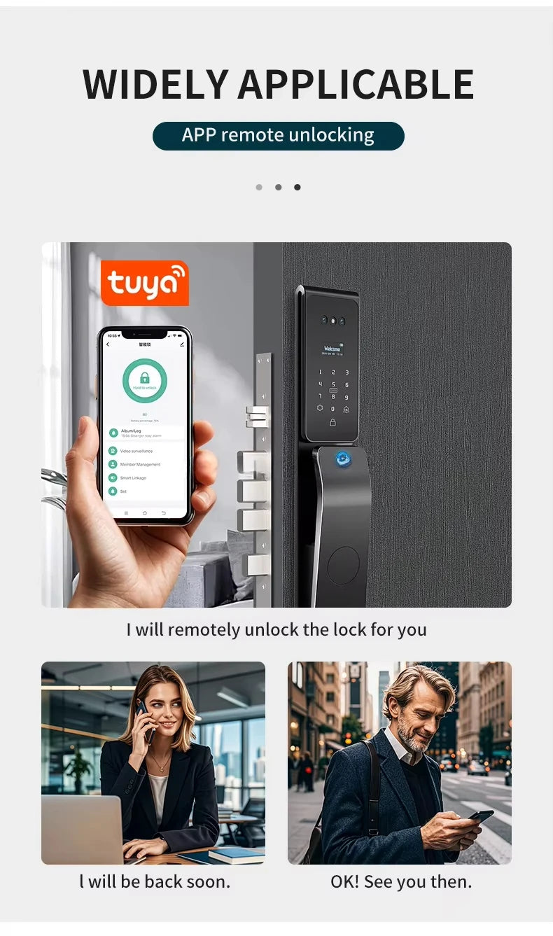 2026 New Tuya 3D Face Palm Recognition Smart Lock Durable Electronic Lock Waterproof Digital Lock Suitable for Europe, Israel