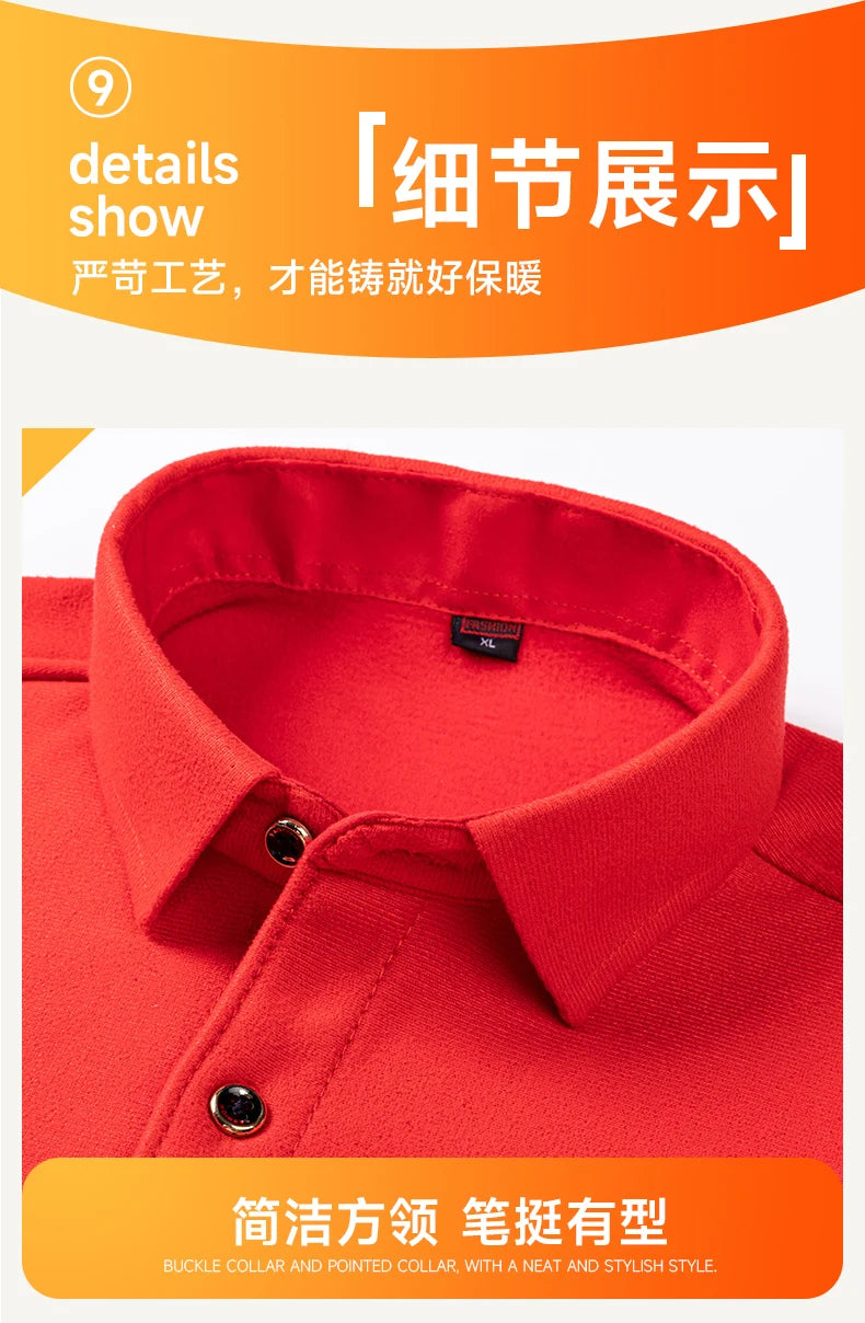 Autumn Winter New Fleece Plaid Shirt For Men Business Thickened Warm Double-sided Fleece Casual Non-ironing Fashion Check Shirts