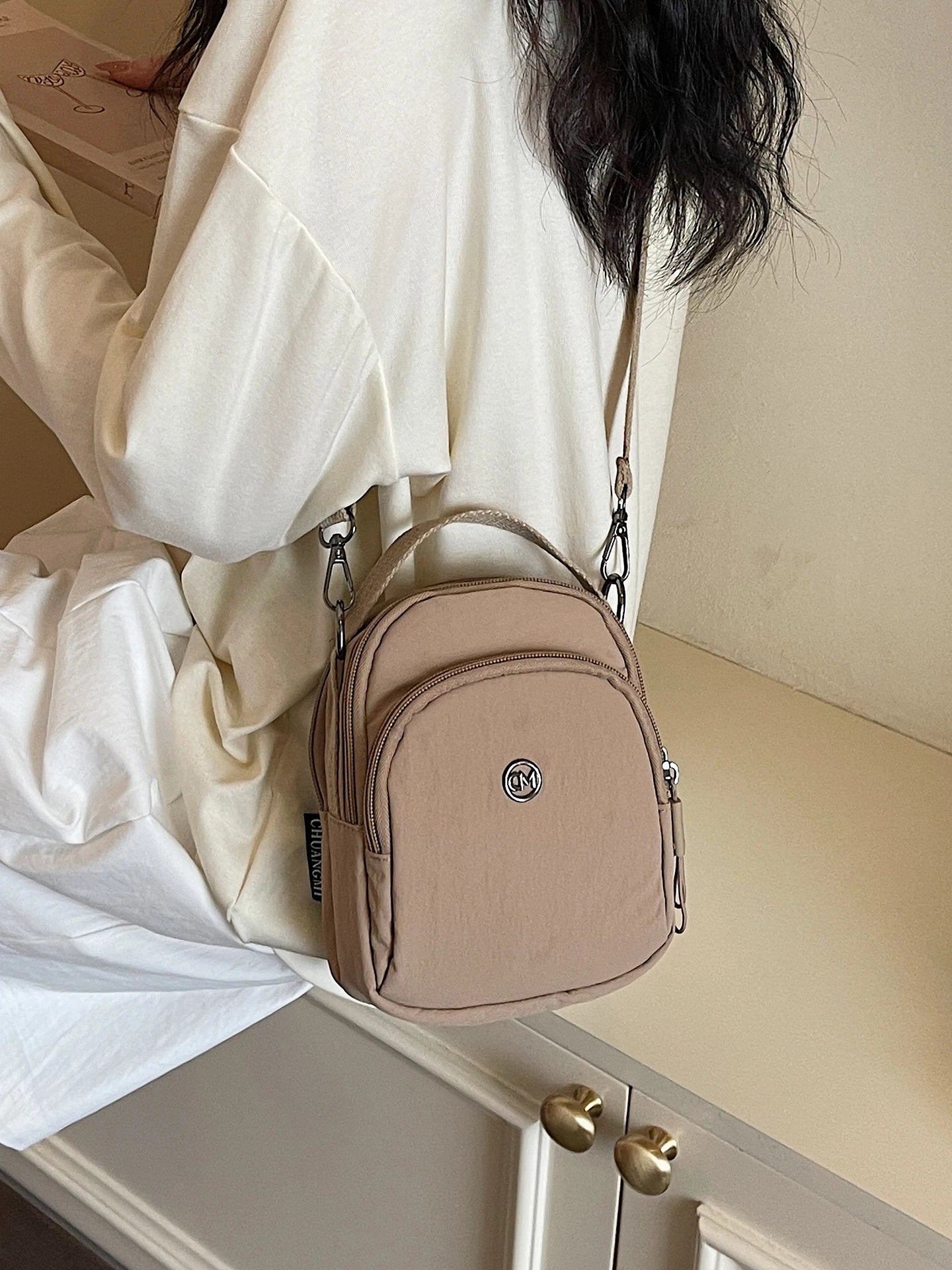 Casual Oxford Fabric Mobile Phone Bag Women's Crossbody Bag Lightweight Trendy Single Shoulder Canvas Bag for Walking