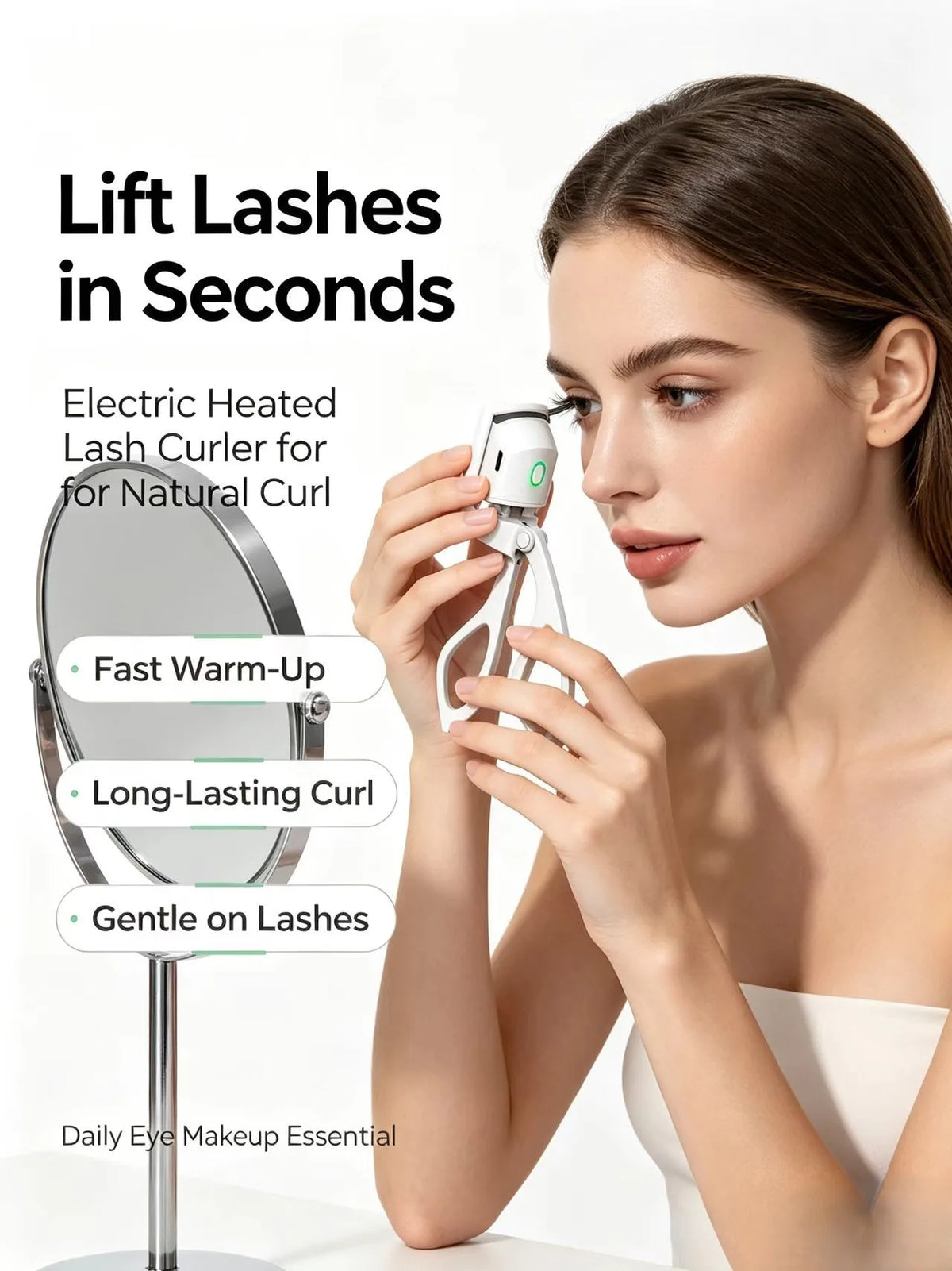 USB Rechargeable Heated Eyelash Curler, Fast Constant Heating Design, Long-Lasting Natural Lash Curling Portable Eye Makeup Tool