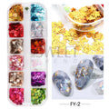 12 Grids Mirror Gold Maple Leaves Nail Art Sequins Autumn Leaf Design DIY Charm Jewelry Fall Theme Glitter Flakes Manicure Decor