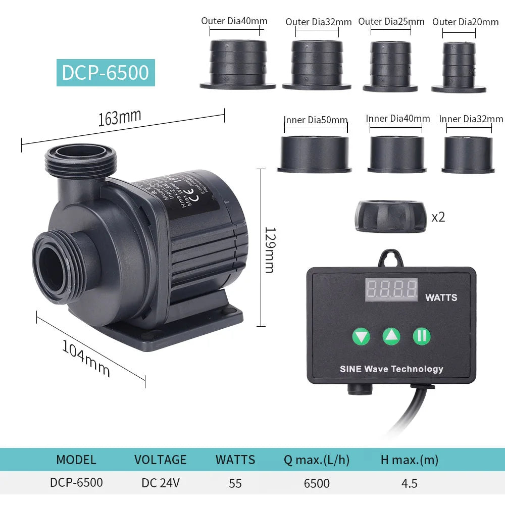 Jebao DCP Sine Wave DC Pump 2500-20000L/H Adjustable Flow Submersible Water Pump for Freshwater Saltwater Reef Tank Pond