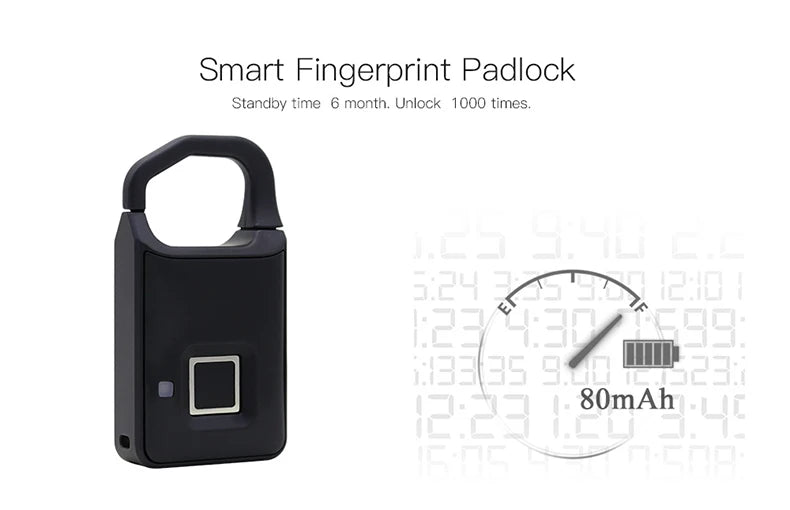 Keyless Electronic Fingerprint Smart Lock Door Super Long Standby Electronic Padlock Warehouse Bag Luggage