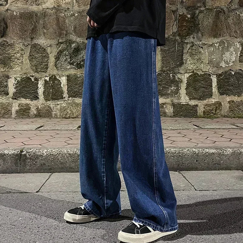 Men's Jeans American Loose Wide-leg Loose Straight Casual Trousers Street Hip-hop Baggy Jeans Black Grey Blue Streetwear Men
