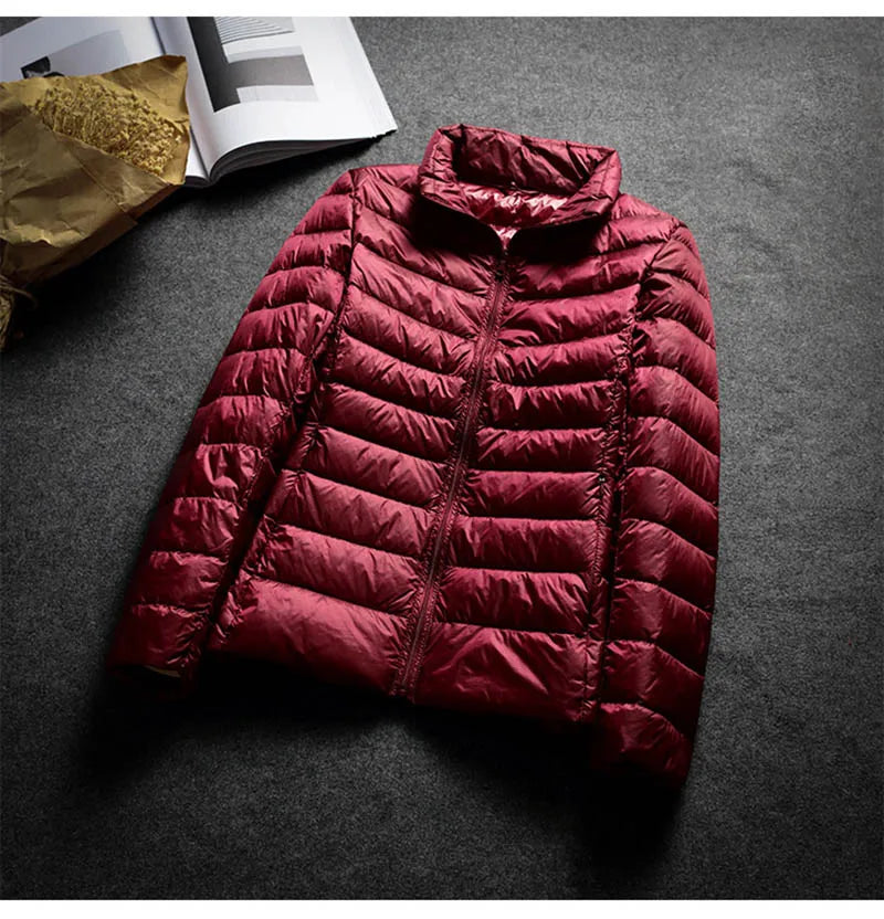 Schinteon Ultralight White Duck Down Jacket Spring Autumn Warm Slim Zipper Women Fashion Light Down Coat 13 Colors S-7XL
