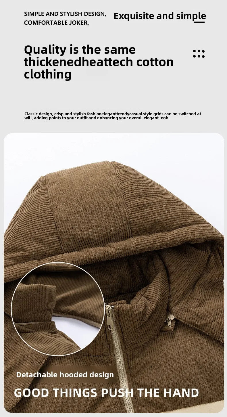 Custom LOGO cotton-padded clothes for men and women 2025 winter new thickened warm removable hooded cotton clothes couple jacket
