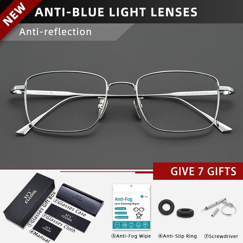 CLLOIO Pure Titanium Wire Retro Half Frame Glasses Men Women Fashion Reading Glasses Optical Prescription Progressive Eyeglasses