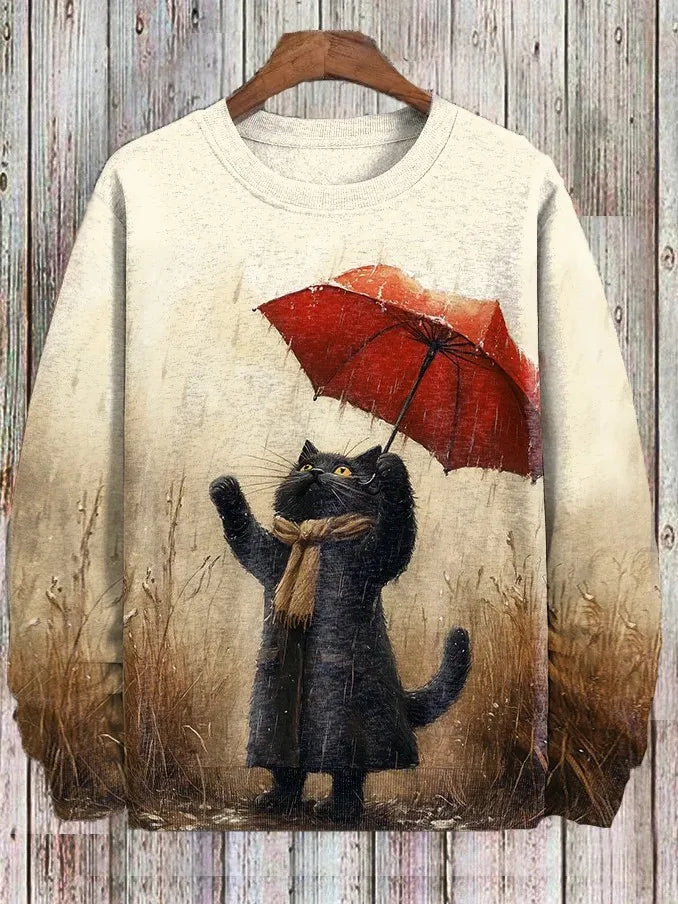 Men's Animal Cat Sweatshirt Long Sleeved Sweatshirt O-Neck Fashion Cool Daily 3D Printed Japanese Art Prints Casual Sweatshirt