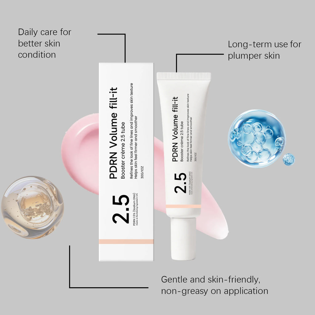 95% Sodium DNA PDRN Volume Fill-it Booster Neck&Facial Cream Adenosine Fine Lines Refining Cream Anti Aging Facial Moisturizer Skin Texture Smoothing Elasticity Restoring Barrier Repair Deep Hydrating Korean Skincare Tube 30g