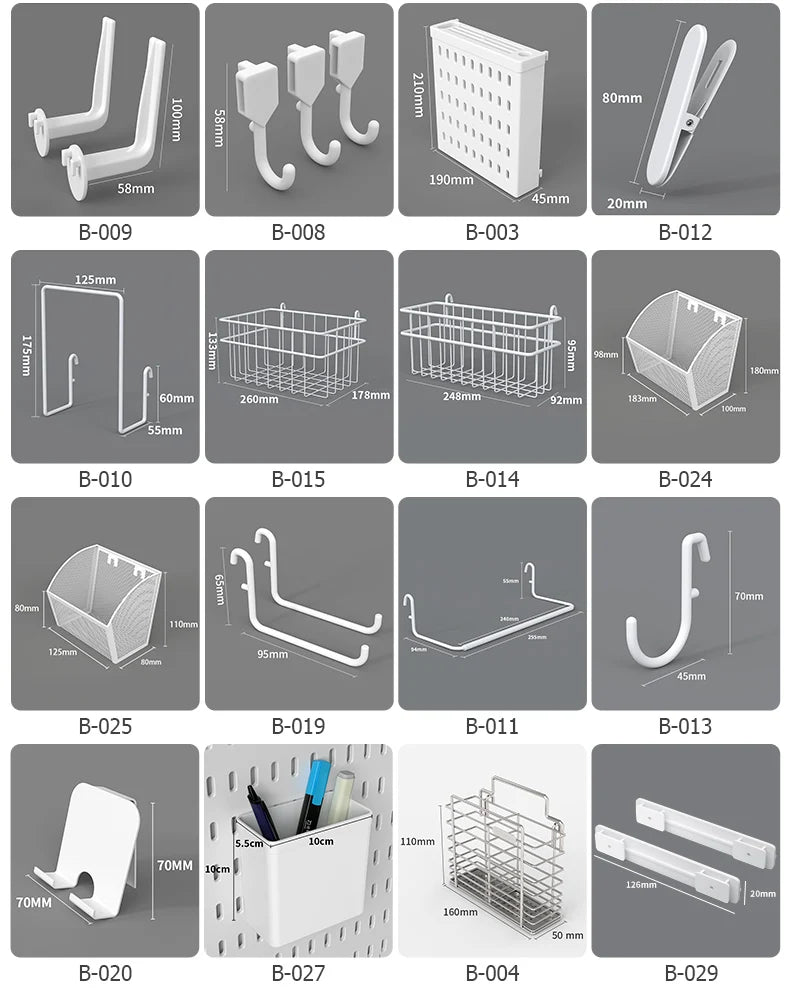 Study Room Pegboard with Shelves Tool Free Wall Grid Scratch Proof Easy to Install for Computer Desk Accessories