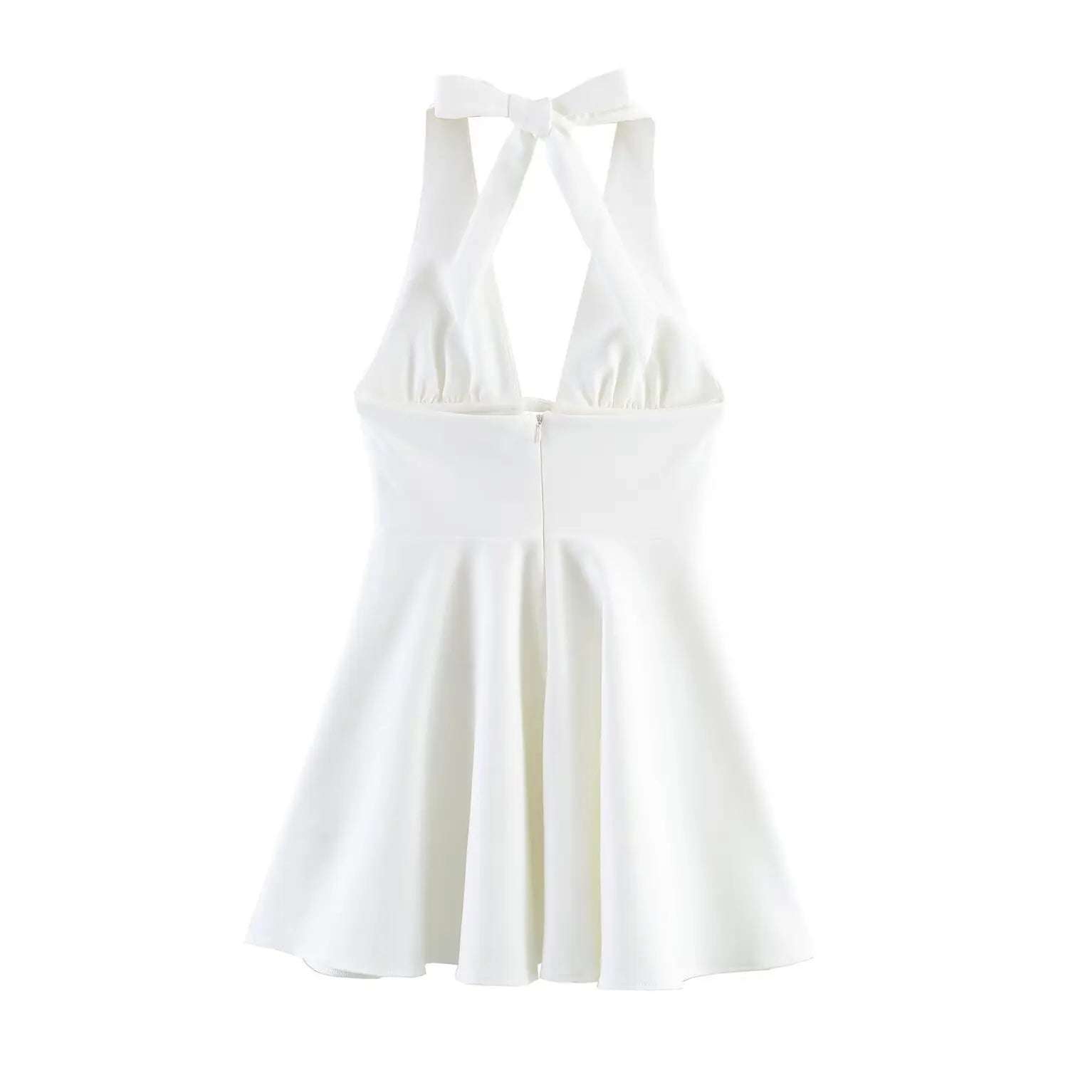 BSAY New Retro Polka Dot Halter Neck Mini Dresses Sexy Backless Tie Neck A-Line Short Dress Summer Beach Party Outfit