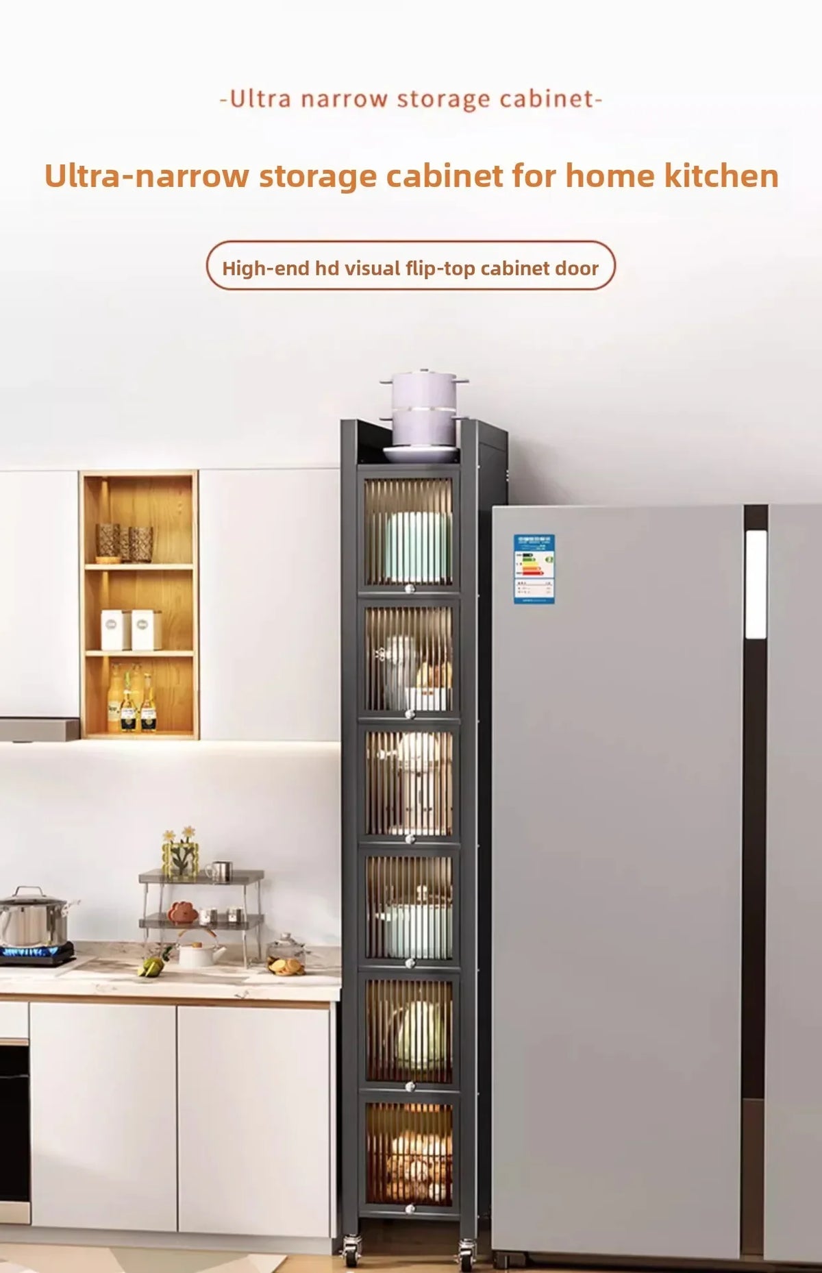 Multi-functional Kitchen Shelf Floor-to-ceiling Shelf Locker Microwave Pot Oven Cabinet Storage Rack with Cabinet Door