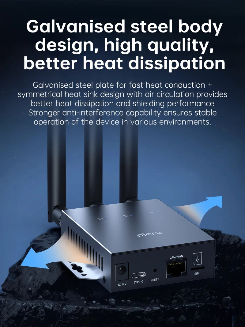 Plery 1200Mbps 4G LTE Cat6 Router 2.4+5.8GHz WiFi5 Wireless 5*Gigabit Ports VPN Support Nano SIM/eSIM Card 4G Routers EU Plug