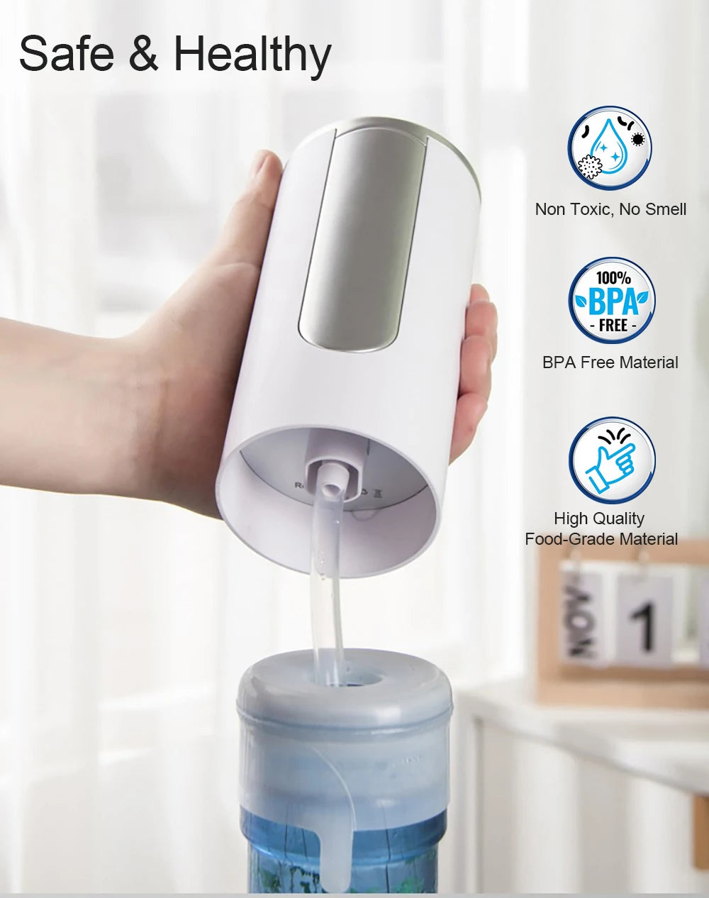 Electric Water Gallon Pump Automatic Water Pump 19 Liters Foldable Desktop Water Bottle Pump USB Rechargeable Water Dispenser