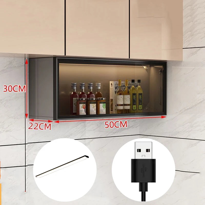 Kitchen Accessories Organizer Wall Mounted Kitchen Racks Modern Floating Cupboards Storage Organizers Suspended Storage Shelf