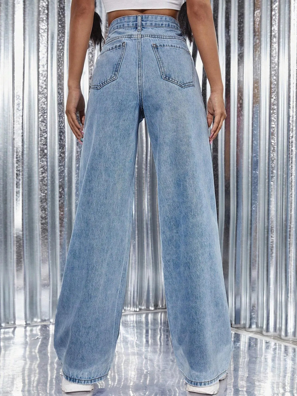 Denim Straight Pants Women Pearls Spliced Jeans High Waist Washed Basics Ankle Length Trousers Streetwear Pant Solid Autumn