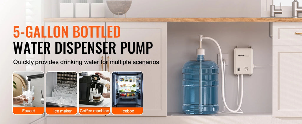 SucceBuy 5 Gallon Bottled Water Dispenser Pump System Automatic Electric Single Inlet Compatible Use w/ Tea Machine Refrigerator