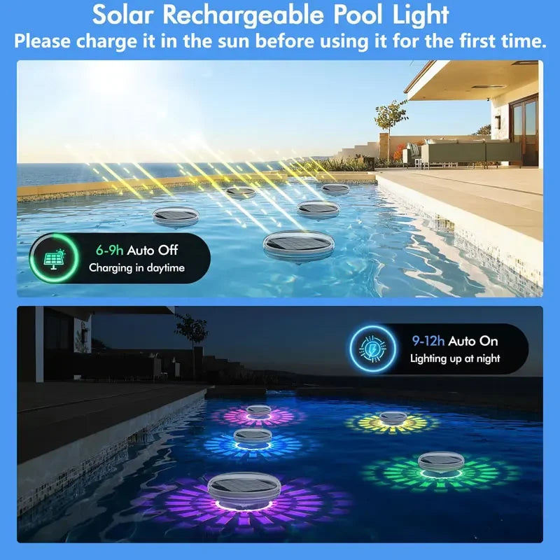 Outdoor LED Solar Pool Lights Waterproof 3 Timer 9 Lighting Floating Lamp For Garden Pool Party Decoration
