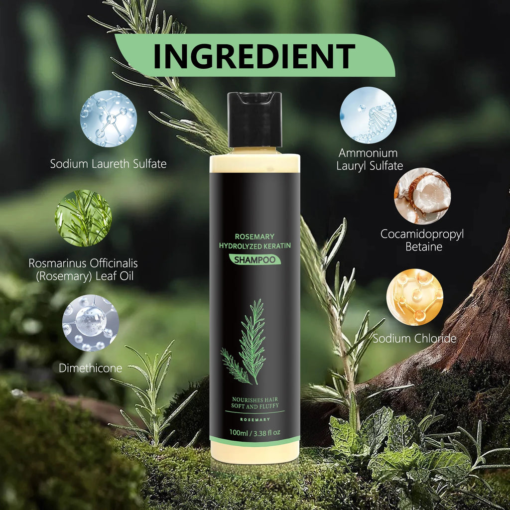 Rosemary Keratin Shampoo – Nourishes Dry, Frizzy Hair with Keratin & Rosemary, Gently Cleans Scalp & Supports Manageable Hair