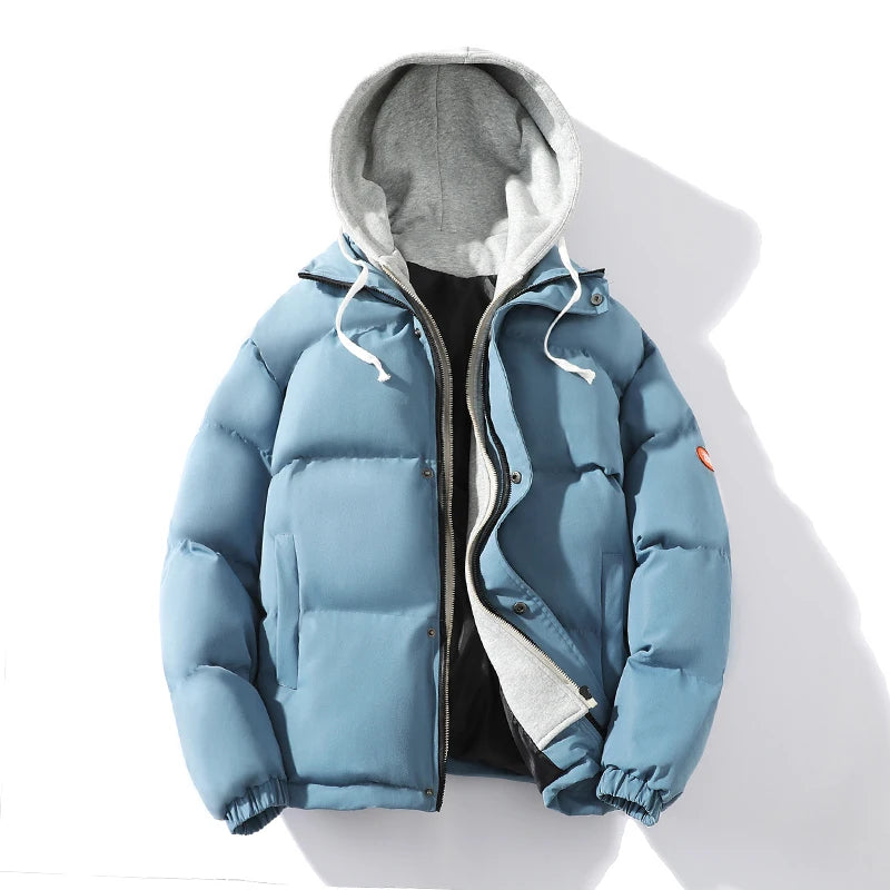 Outdoor Warm Snow Men's Long Coat Parkas Clothes New Fake Two-piece Cotton Jacket Men's Puffer Parka Winter Hooded Jacket