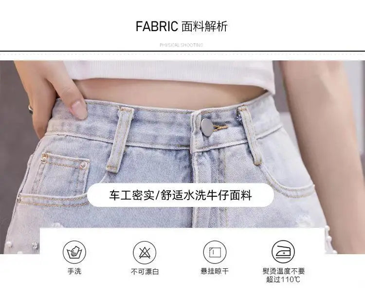 Summer New Style Personalized Denim Shorts for Women Internet Celebrity High Waist Diamond Sequins