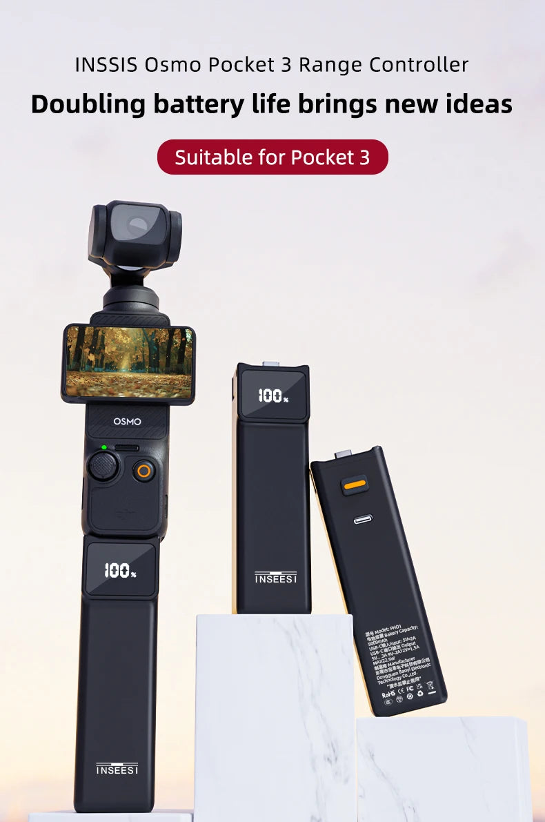 For DJI Osmo Pocket 3/Pocket 4 Battery Handle Osmo Pocket 3/4 Battery 5000mAh 18W